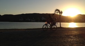 Cycling in the sunset