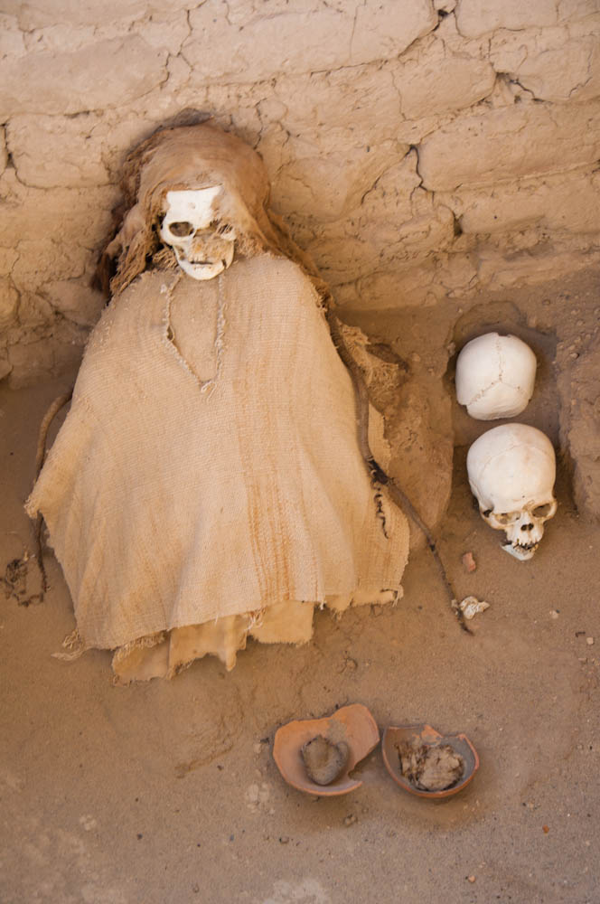 The dry climate of the Nazca desert helped preserved these mummies