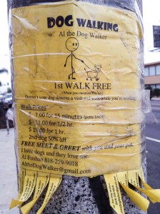 Dog walking ad in Melrose Place