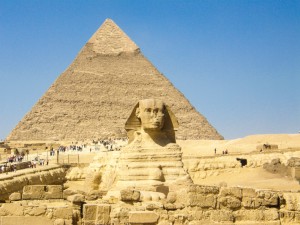 Sphinx and Pyramid in Giza Cairo