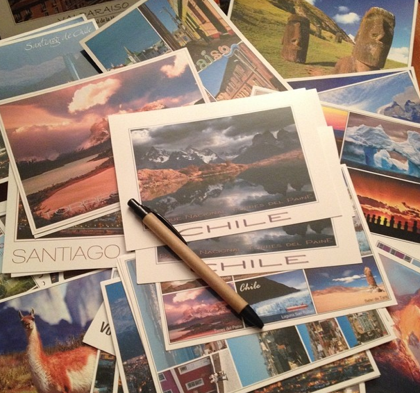 Preparing A TON of postcards to be sent from CHILE!