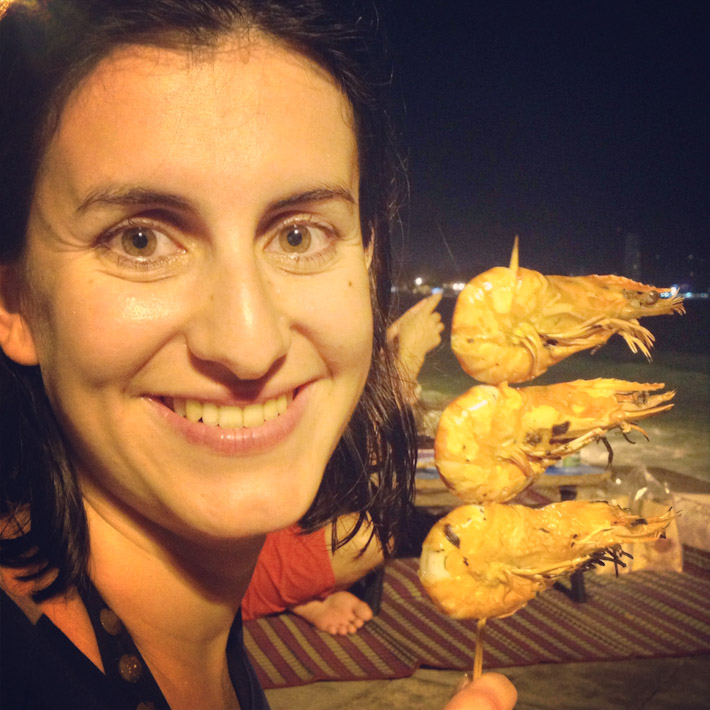 Grilled prawns in Phuket - bought from a street vendor by the sea at night