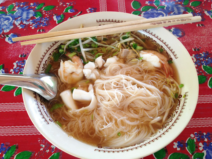 Rice noodle soup with assorted sea food, in the island of Koh Lanta, for little over $1. PARADISE!