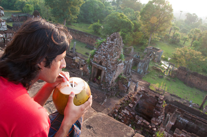 The best thirst quencher in Cambodia and South East Asia in general: chilled young coconut - best enjoyed with wonderful views like those at Angkor Wat