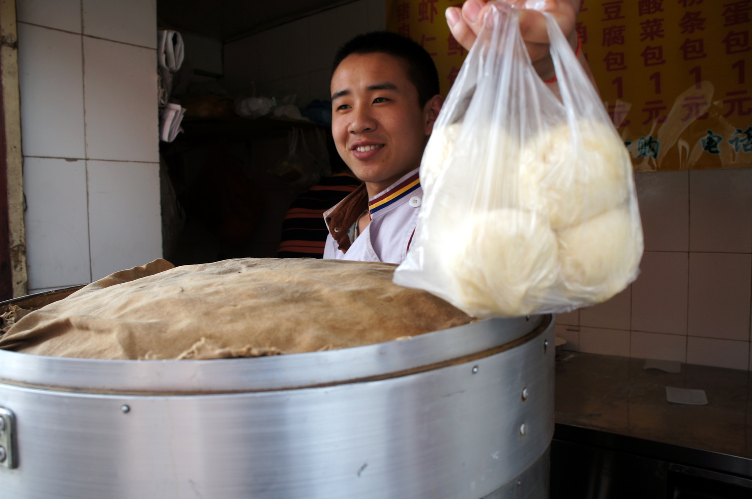 Buying some baozi - Chinese dumplings