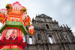 Macau's cathedral during Chinese New Year
