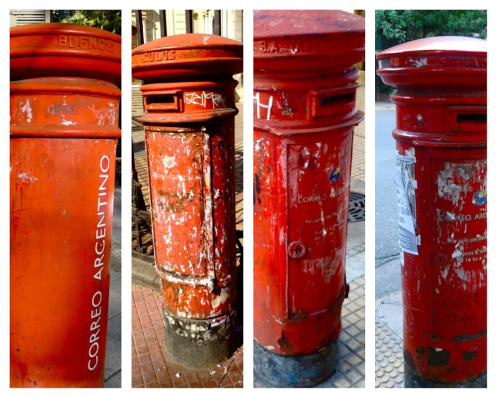 Red post boxes in Buenos Aires