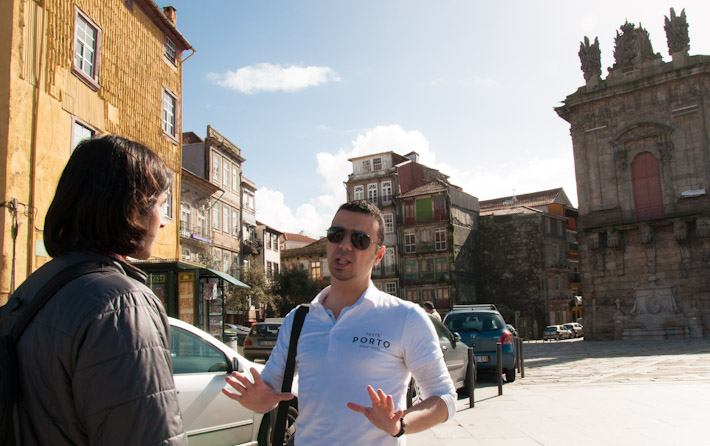 Walking with Andre near Torre dos Clerigos, understanding Porto's history and culture