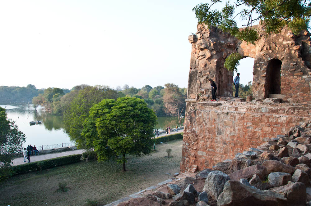 An end of day view over the Hauz Khaz Lake