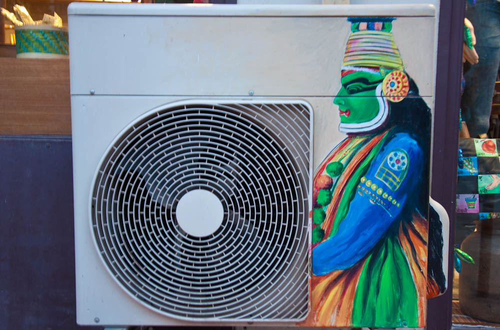 Giving AC units an ethnic touch seems to be a thing in Hauz Khas!