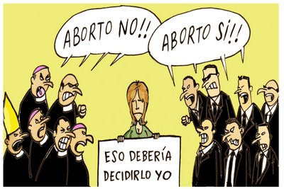 Cartoon regarding the possible legalization of abortion in Chile