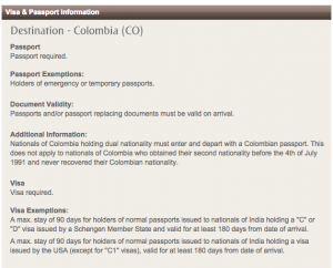 Colombia Visa Update for Indians