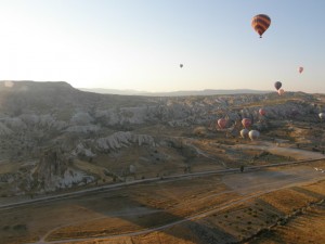 Balloons over Cappadocia in the early morning