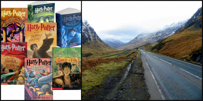 The Harry Potter Series by JK Rowling + scenery in Scotland by Mapping Megan