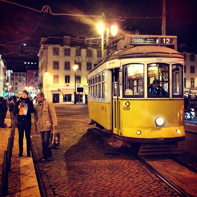 Typical tram in Downtown Lisbon