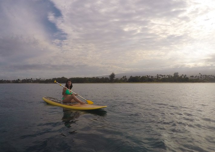 Zara paddling off the coast of Kihei