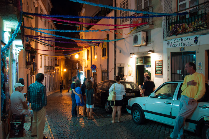 The streets of Alfama at night