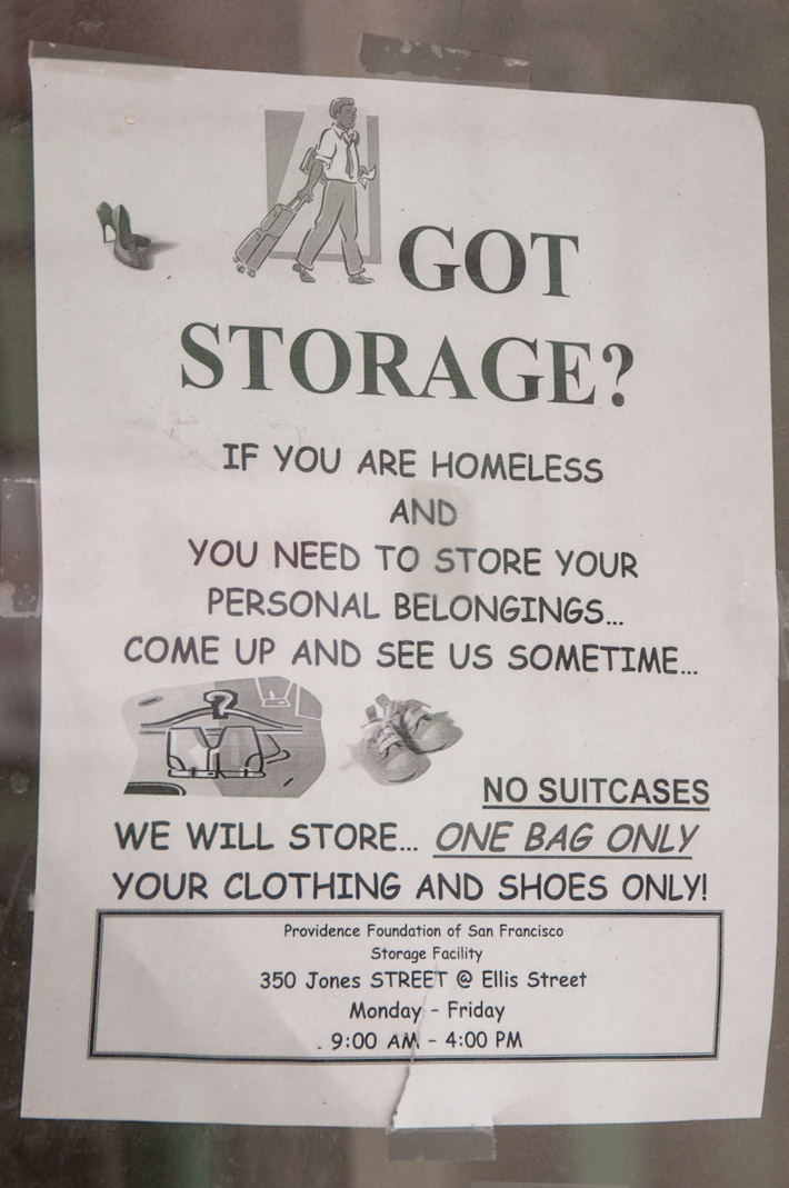 Free storage for homeless people in Ellis Street