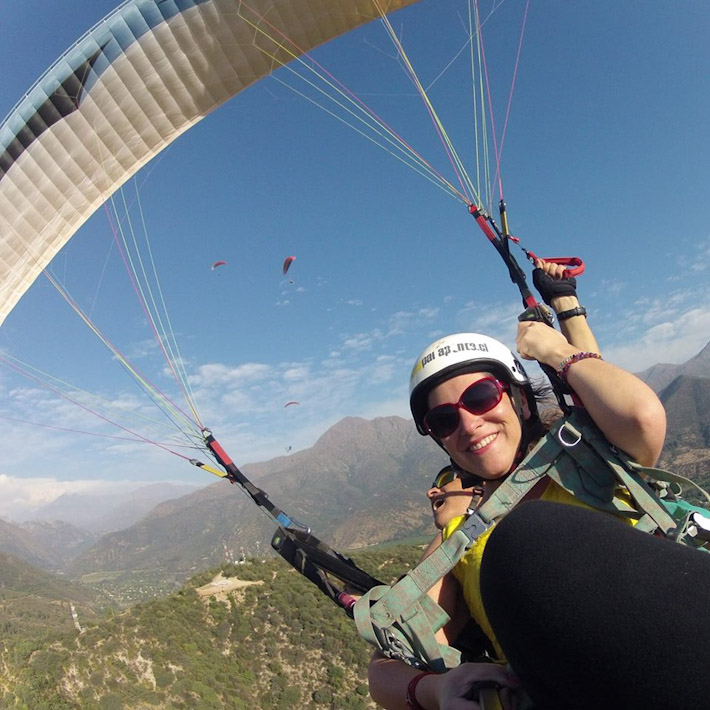 Nomadic Chica paragliding in Chile