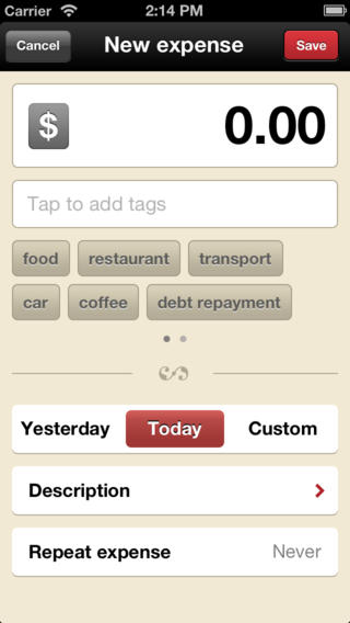 Adding on expense on the iOS App