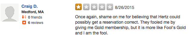 Craig wasn't impressed, and neither were we (review from Yelp)