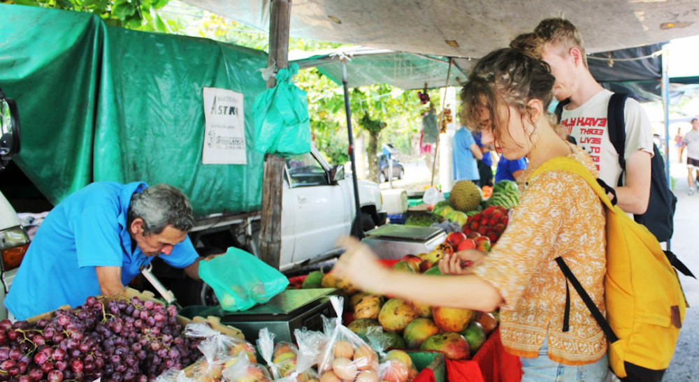 Charlie buying local at Quepos farmers market, Costa-Rica