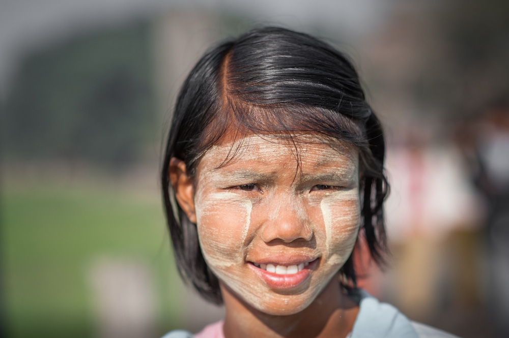 Burmese girl wearing thanaka