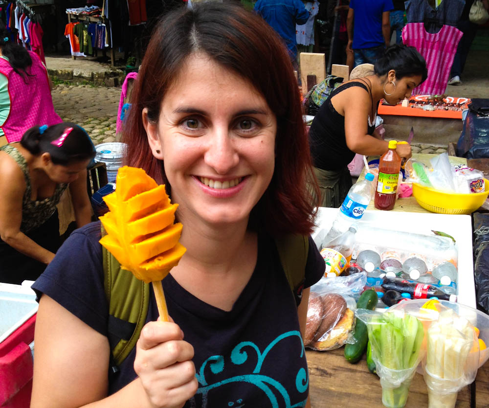 Fresh mango on a stick, lollypop style! Backpack Me