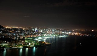 Aerial view of Rio de Janeiro at night
