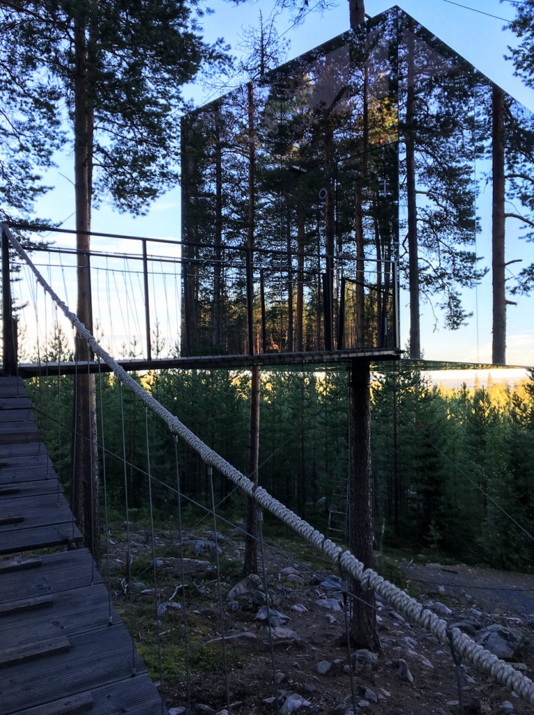 Entrance to The Mirror Cube in Treehotel Sweden