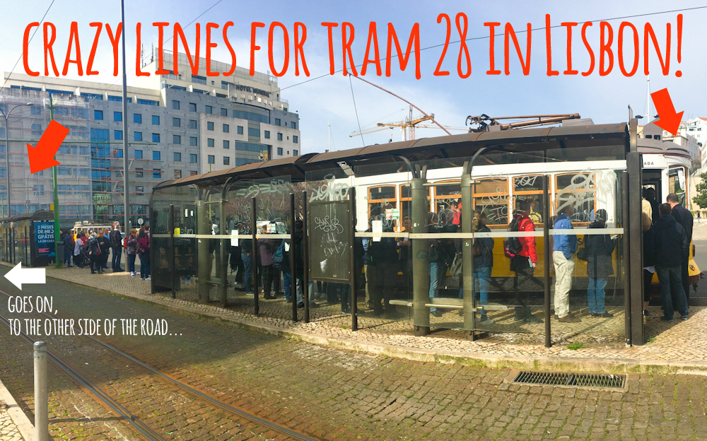 Never-ending line for Tram 28 in Lisbon