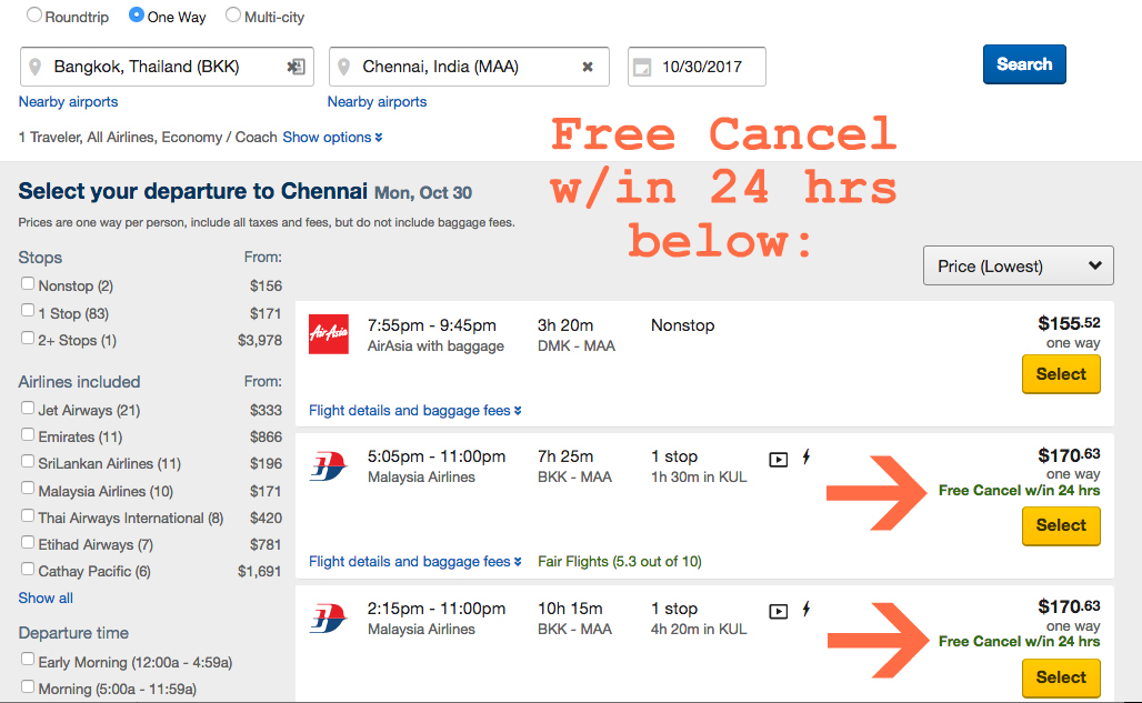 Cancel your Expedia tickets for free within 24 hours