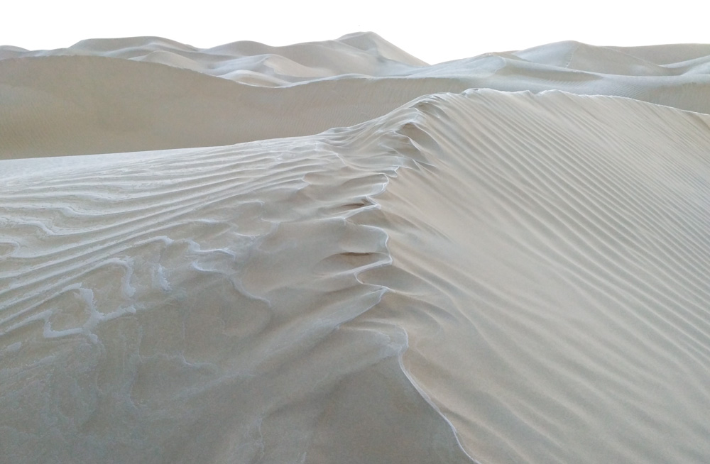 The Taklamankan at dawn. Frozen dunes.