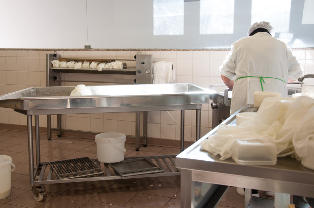 Cheesemaking facilities at Casa da Insua - cheese press in the background